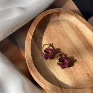 Náušnice PRIMAVERA Flower Burgundy