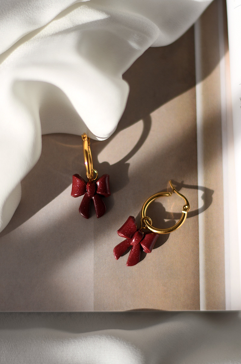 Náušnice PRIMAVERA Bow Burgundy